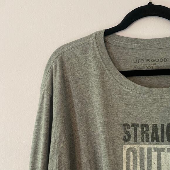 Life Is Good Gray Long Sleeve Shirt Straight Outta Rescue Dog Crusher Tee XXL - Picture 4 of 9